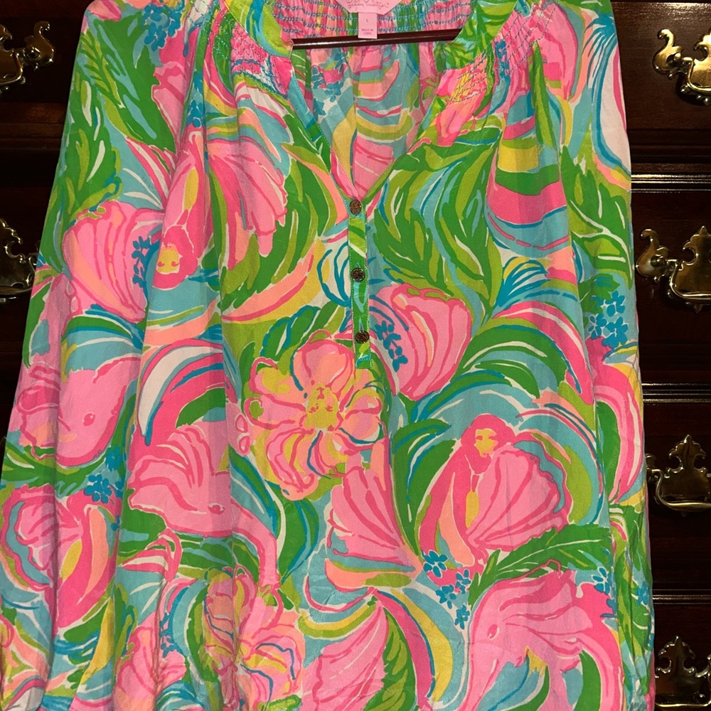 Lilly Pulitzer Colorful Floral Top, Size Large